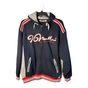 96 North Men's Navy and Gray Long Sleeve Winter Full Zip Bomber Jacket Size L